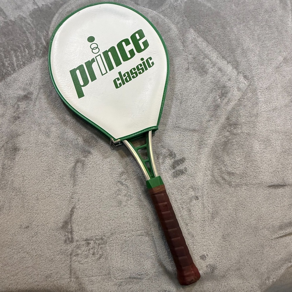 Prince Classic Vintage Green Tennis Racket w/ Original Zippered Cover Retro Spor